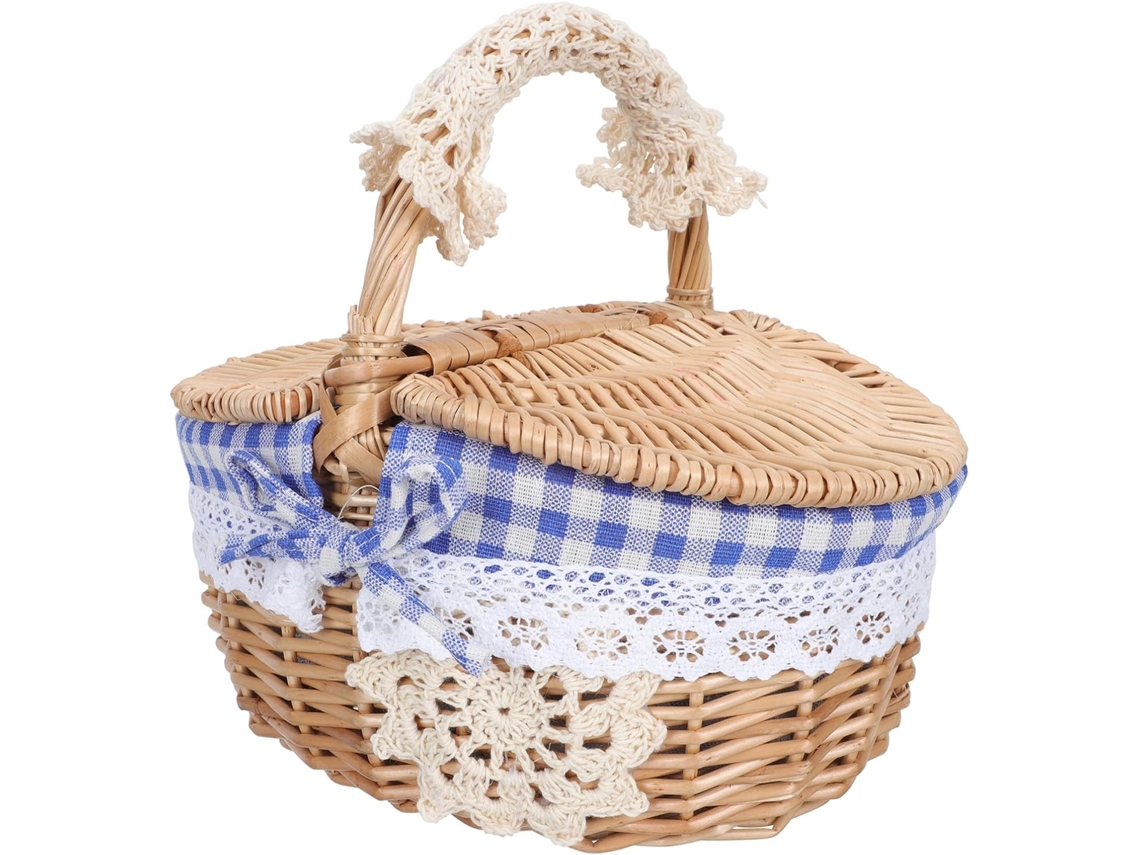 Cesto de Armazenamento Inoomp, Trançado, Decorativo para Casa, Azul, Feito de Material Sintético, com Tampa, para CHABERLU