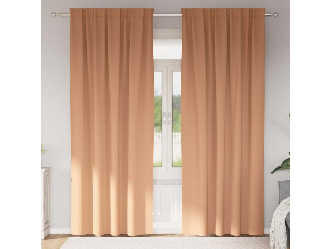 Vidaxl Cortinas Blackout Com Argolas 2 Unid. Marrom Claro 260 X 140 Cm