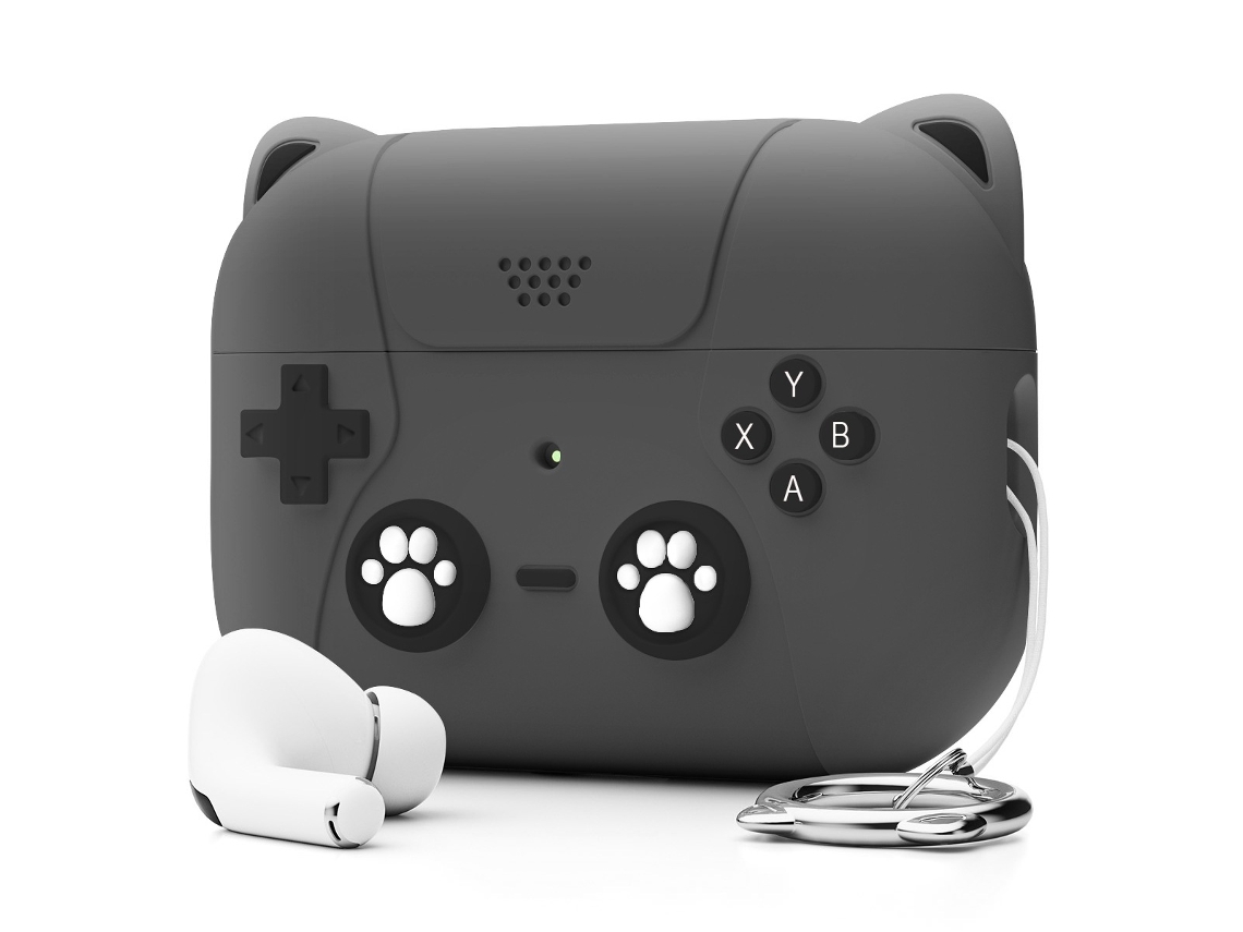 Capa de Silicone para Airpods Pro 3 com Orelhas de Gato Cinza PANOONA