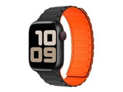 Pulseira Magnética De Silicone Estilo Uniforme Trabalho Com Três Contas E Duas Seções Para Apple Watch S11, Preta E