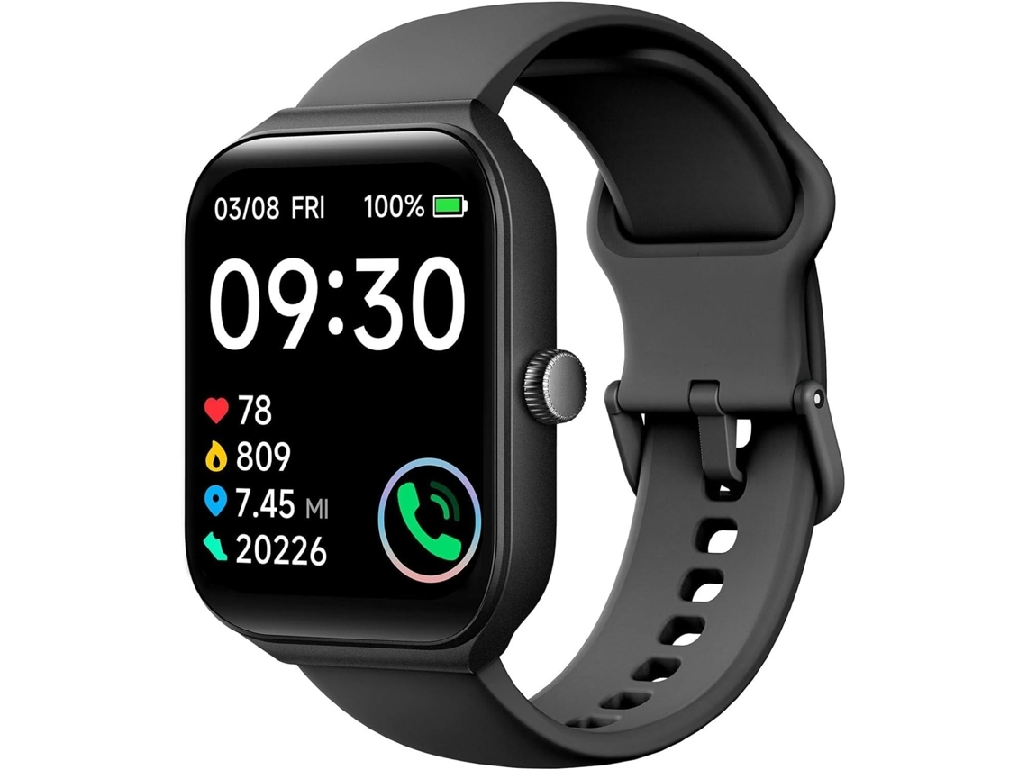Smart Watch YEMAESRE F57L 1 95 Polegadas com Função de Chamada Ip68 À Prova D'Água Feminino Compatível com Android Ios Preto