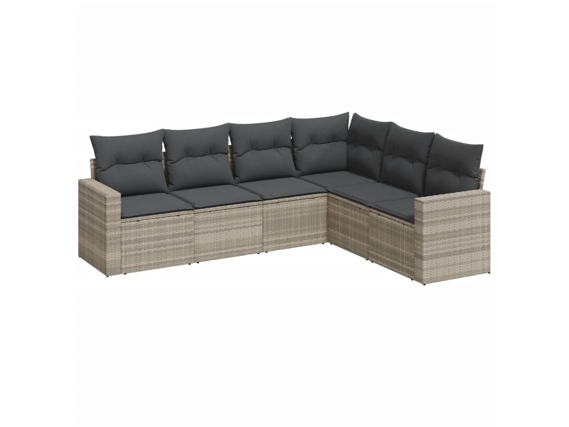 Maison Exclusive - 6 Pcs Conj. Sofás Jardim Com Almofadões Vime Pe Cinzento-claro