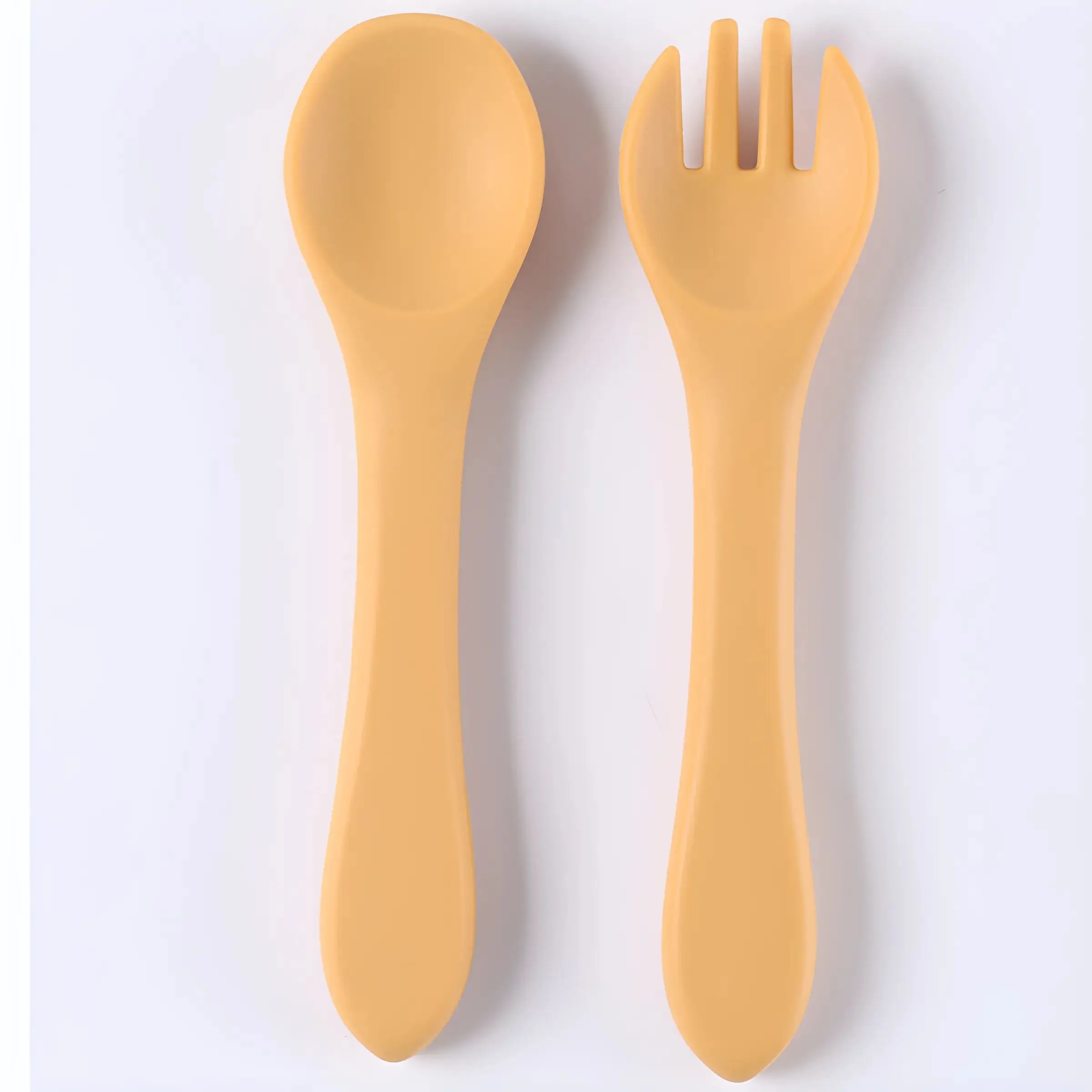 Colher de Silicone para Bebês e Crianças, Adequada para Crianças de 0 a 12 Anos. MDUG (amarela)