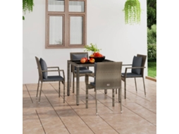 Vidaxl Cadeiras De Jardim C/ Almofadões 4 Pcs Vime Pe Cinzento