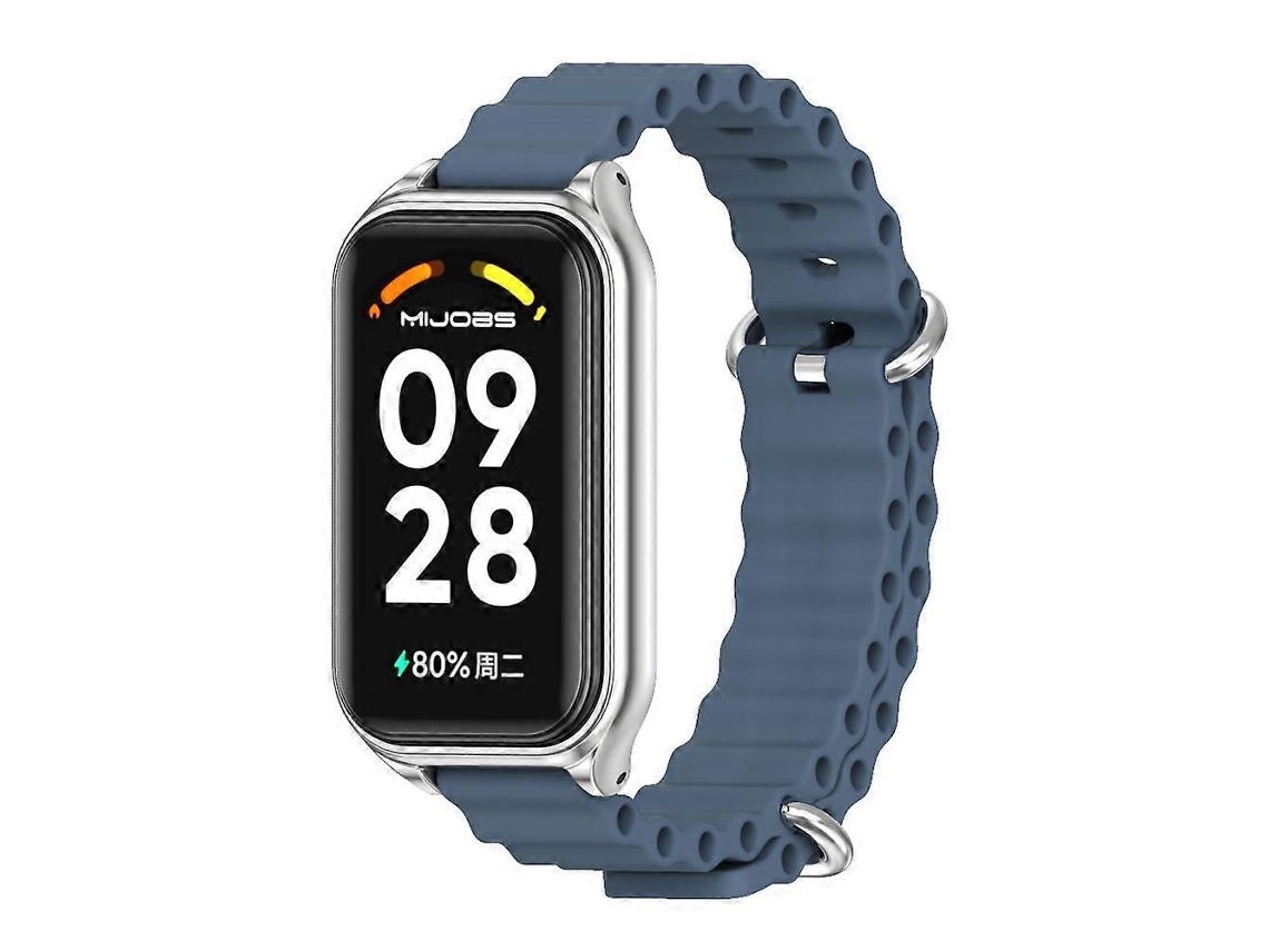 Pulseira De Silicone Mijobs Com Revestimento Metálico E Estampa Oceânica Para Xiaomi Smart Band 8 Active / Redmi Band 2