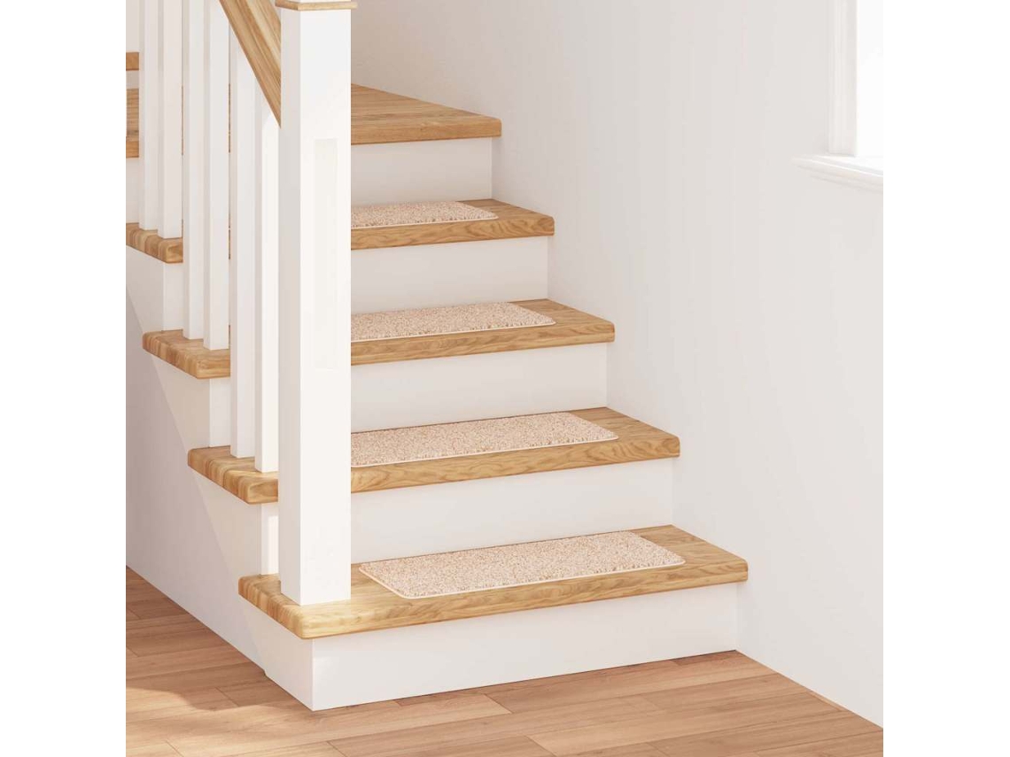 Vidaxl Tapetes Antiderrapantes Para Escadas 15 Unid. 60 X 25 Cm Creme