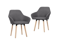 Vidaxl Cadeiras De Jantar 2 Pcs Tecido Cinzento-escuro