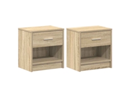 Conjunto 2 Mesa De Cabeceira Vidaxl Cinzeto Madeira Processada