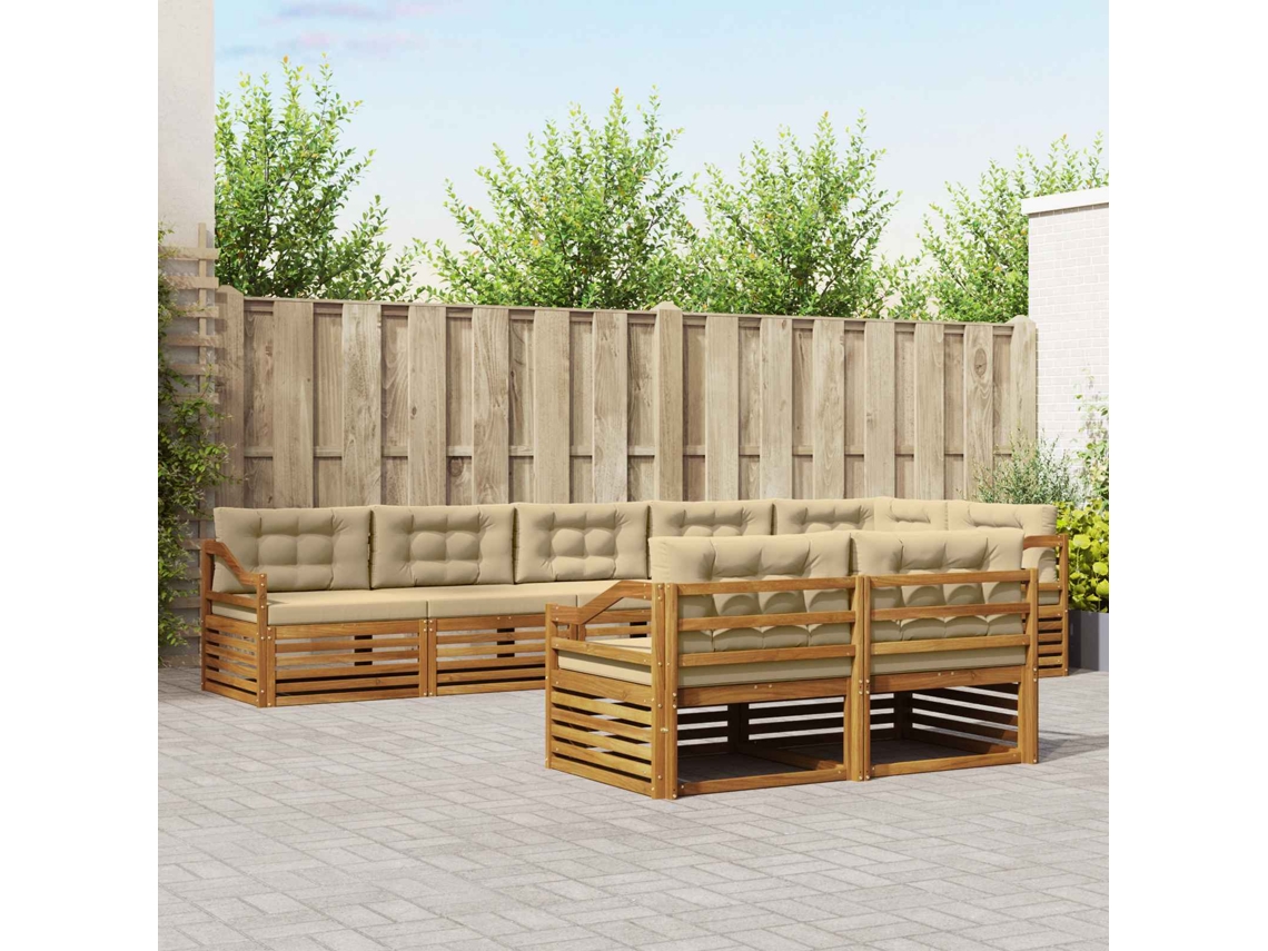 Vidaxl Conjunto De Sofás Para Exterior 8 Unid. Natural E Bege