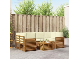 Vidaxl Conjunto De Sofás Para Exterior 7 Unid. Natural E Creme