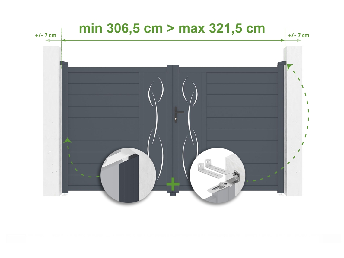 Portão De Balanço Ajustável Largura 3m Life H.180cm Alumínio Cinza Casanoov
