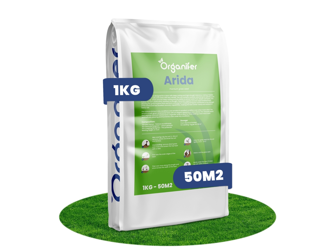 Semente De Relva Arida Resistente À Seca 1 Kg Para 50 M2 Organifer