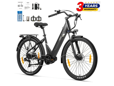 Bicicleta Elétrica Touroll Urbano 3 Motor Central 250w 36v 13ah Pneus 27.5 Máxima 25km/h Autonomia 120km Freio A Disco Hidráulico Suspensão Bloqueável