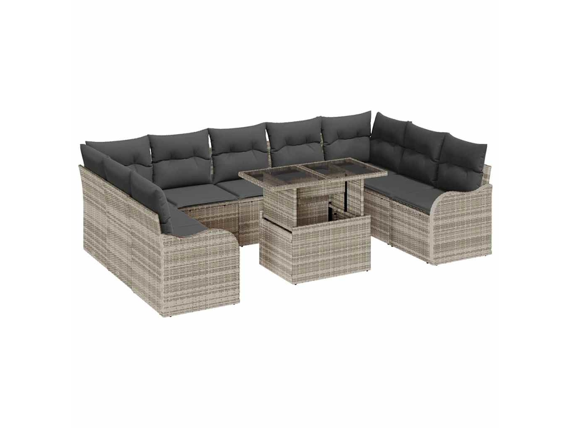 Maison Exclusive - Conjunto De Sofá De Jardim Com Almofada 10 Pcs Cinzento-claro