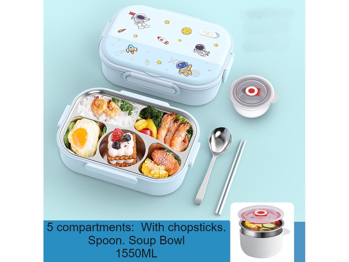 Lancheira Bento À Prova de Vazamentos para Adultos 316 Grade Azul Cinco-1550Ml LUUCOZK