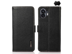 Capa Para Celular Khazneh Em Couro De Lichia Com Fecho Magnético Lateral E Proteção Rfid Para Nothing Phone 2