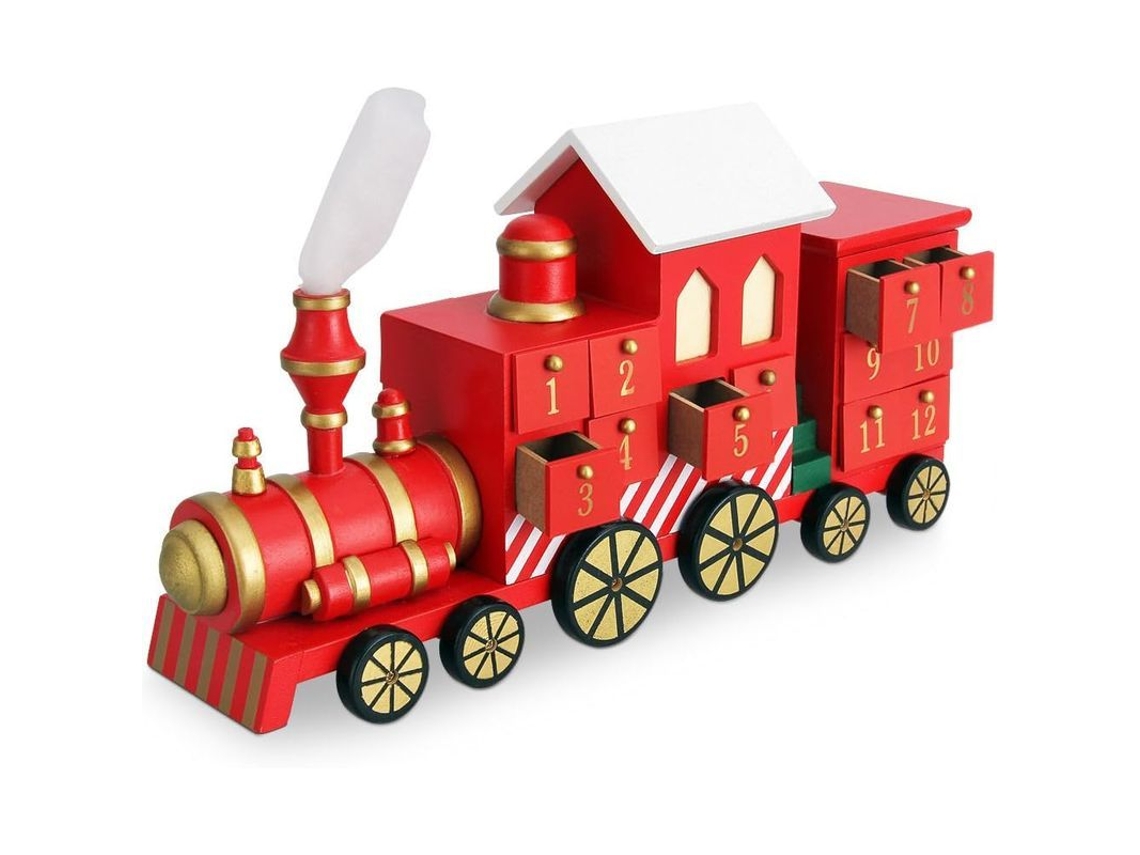 Calendário de Adviento de Natal em Madeira "locomotiva" Nova Line com gavetas | S/MARCA