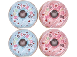Caixas Para Doces De Casamento Fomiyes, Formato De Donut, 4 Unidades, Rosa E Azul Metálico, Recipientes Para