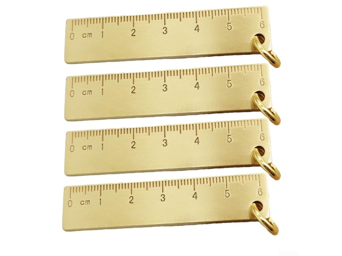 Conjunto de 4 Mini Réguas Latão com 6cm de Espessura, Régua de Precisão Portátil para Desenho em Metal, Ferramentas para Metalurgia