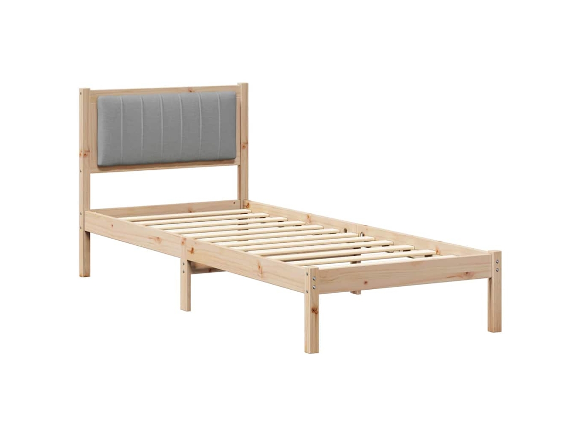 Estrutura de Cama com Cabeceira Estofada em Cinzento Claro MAISON EXCLUSIVE