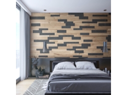 Painel Decorativo de Parede 3d Ozo Ardósia Carvalho Maciço + Feltro Acústico - 24 Paineis 1m² - Efeito Relevo Natural