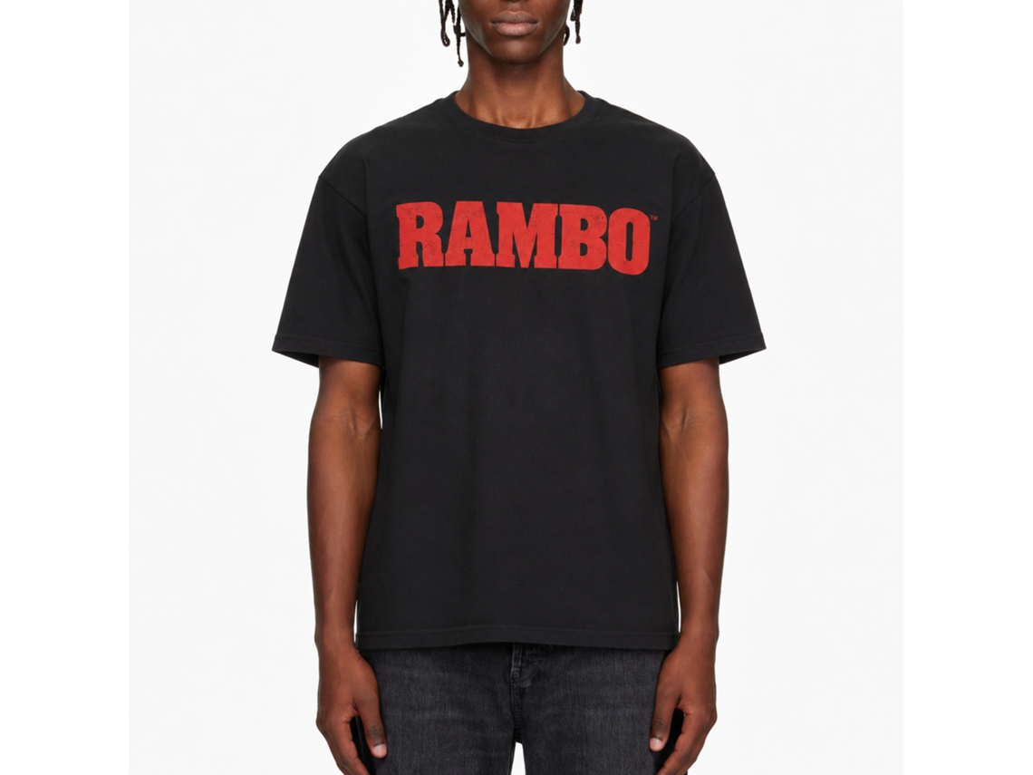 Rockinstone Rambo Movie Logo Black Adult T-shirt Size:xxl