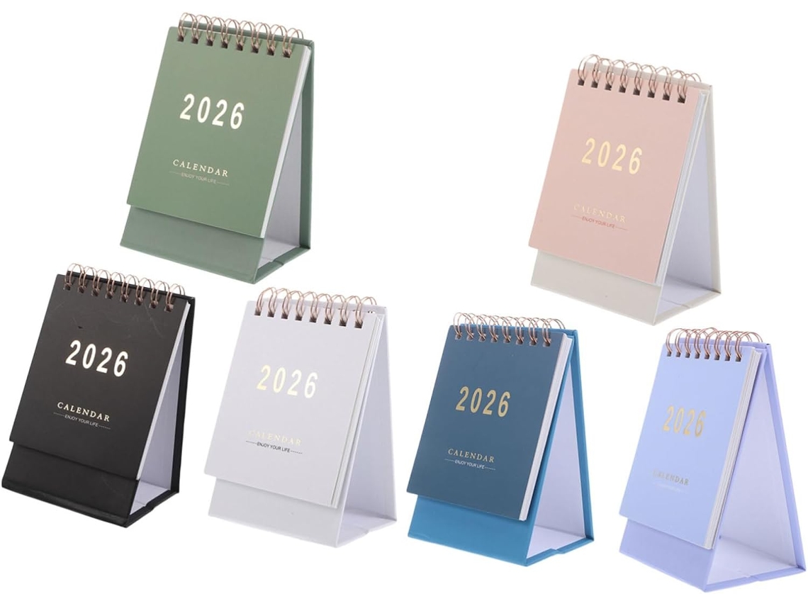 Calendário de Mesa Alipis 6 Peças em Inglês, Mini Mensal Dobrável para Organização Diária, Planejador Anual, o