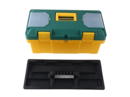 Caixa de Ferramentas Portátil para Carro com Prateleira Removível e Estojo para Pequenas Peças Amarelo Verde 19in(45x23x20cm)
