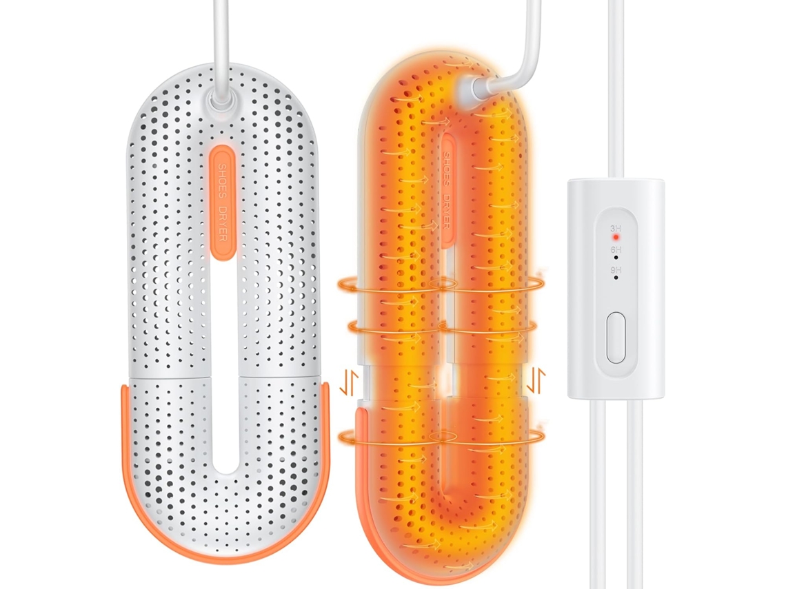 Secador De Sapatos Portátil Com 3 Modos De Temporizador, Para Secar Calçado Com Controlo Prático Do Tempo De Funcionamento