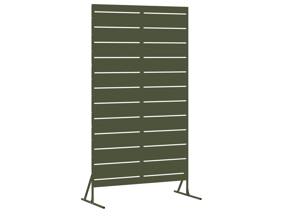 Painel De Cerca De Metal Exterior Com Design Às Risca Vidaxl Verde Azeitona Aço Revestido A Pó