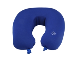 Travesseiro De Viagem Em Espuma Viscoelástica Formato U Com Vibração Elétrica Para O Pescoço, Para Voos, Cor Azul