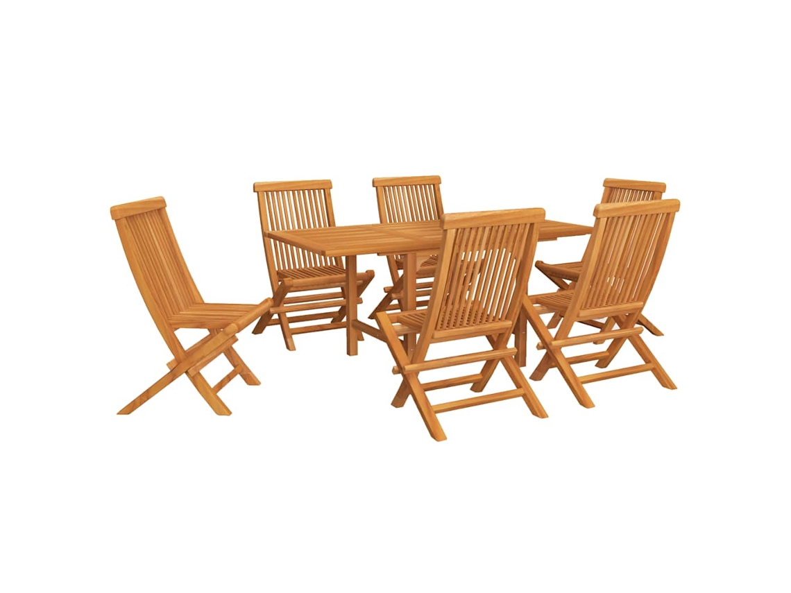 Conjunto de Jantar de 7 para Jardim Madeira de Teca Maciça MAISON EXCLUSIVE