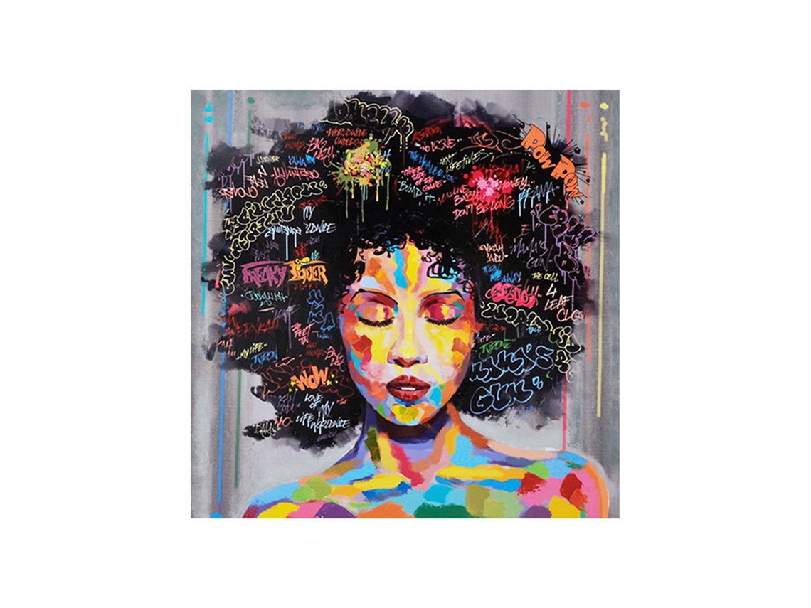Quadro De Aquarela Estilo Afro Americano 40x40cm