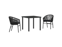 Maison Exclusive - Conjunto De Jantar Para Jardim 3 Pcs Preto Aço Revestido A Pó