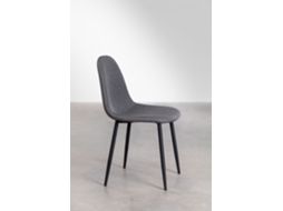 Sklum Pack De 2 Cadeiras De Jantar Glamm Poliéster     Preto                  Linho Gris Antracita                               Linho