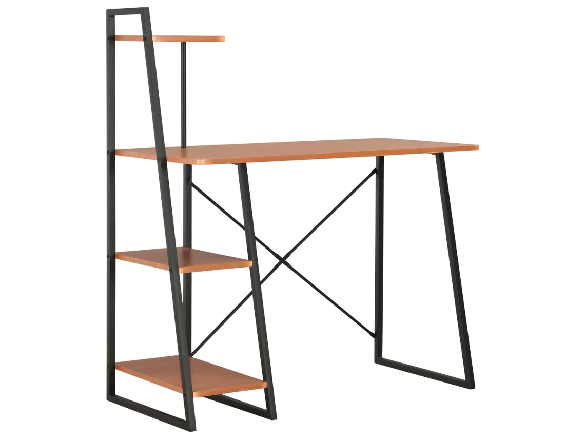 Vidaxl Secretária C/ Unidade Prateleiras 102x50x117cm Preto E Castanho