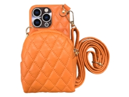 Capa Padrão Losango Crossbody Zíper Alça Ombro Porta Para Iphone 12 Com Porta-cartões Multicor