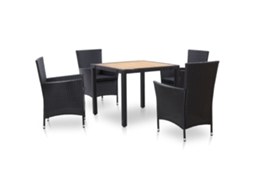 Pcs Conjunto Jantar Exterior Com Almofadões Vime Pe Preto Dkd Home Decor