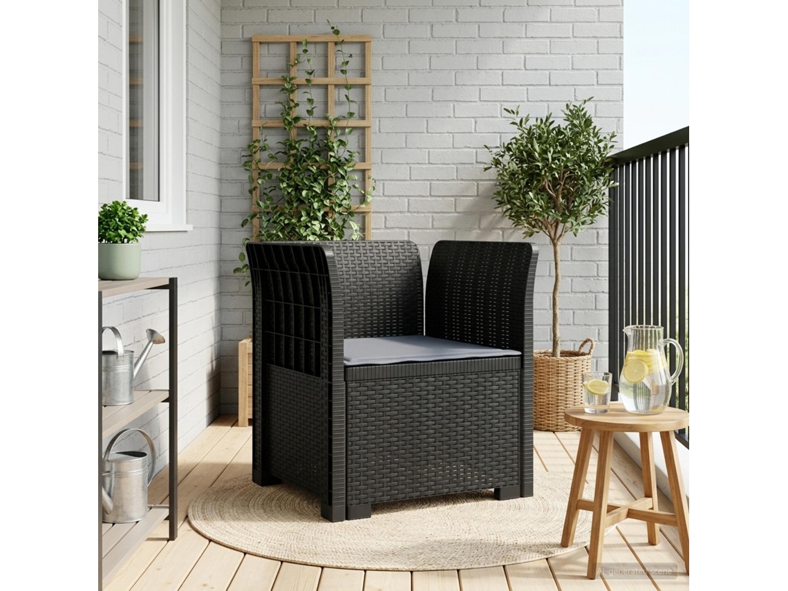 Vidaxl Poltrona 1 Lugar Com Almofada Look Rattan Pp Antracite
