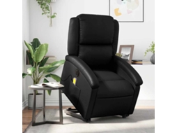Vidaxl Poltrona Reclinável Elevatória Elétrica Couro Artificial Preto