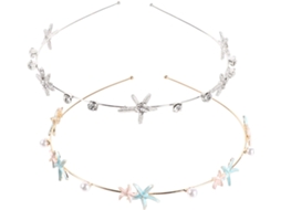 Tiara em formato de estrela com faixa metálica e strass, conjunto de 2 peças, acessórios de cabelo elegantes.