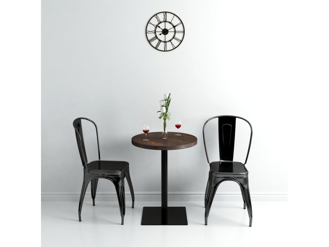 Vidaxl Mesa Bistrô Em Mdf E Aço Redonda 60x75 Cm Cinzento Escuro