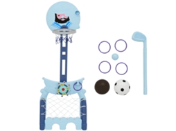 Cesta Basquete Infantil 4 Em 1 Golfe Futebol Altura Ajustável 58x56x154 Azul