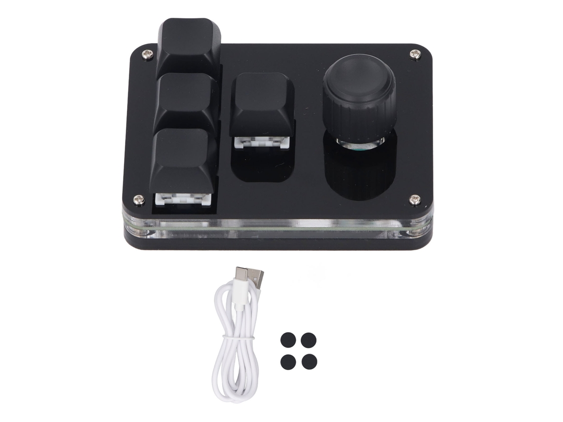 Teclado Mecânico Mini Usb Com 4 Teclas E 1 Botão, Switch Azul, Macro Programável, Rgb, Para Gaming E Industrial