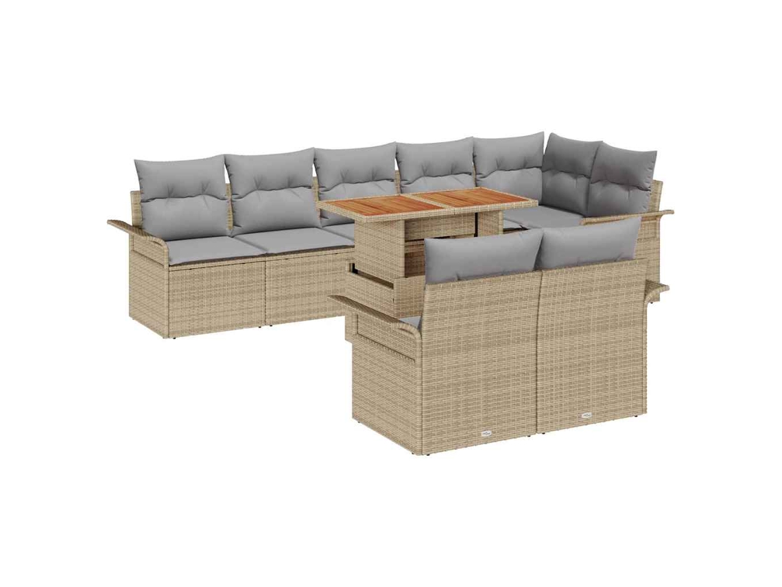 Maison Exclusive - Conjunto De Sofá De Jardim 9 Pcs Bege E Cinza Claro Vime Pe
