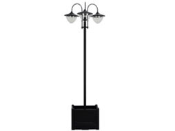 Luminária Solar De Jardim Em Metal,poste 189cm Com Controle De Luz,lanterna Externa Impermeável Ip44 Com Base Vaso Para Decoração Varanda Preto