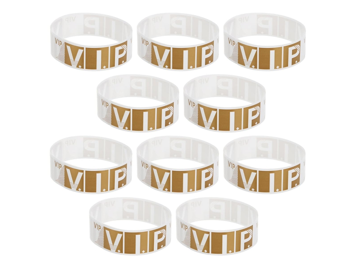 Balacoo 100 Pulseiras VIP feitas de papel sintético dourado, seguras e duráveis para eventos em feiras, para entrada em clubes e