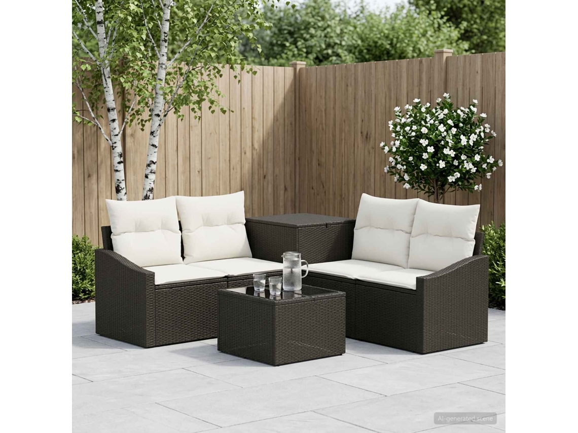 Vidaxl Conjunto De Sofás 6 Unid. Preto E Branco Creme