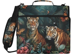 Organizador De Bolsa Com 3-argolas, Estampa De Tigres Da Selva, Compartimento Laptop E Resistente À Água
