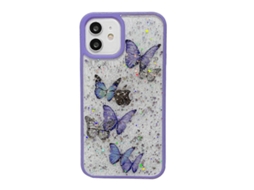 Capa Para Iphone 12 Pro Em Tpu Com Proteção Anti-queda E Glitter, Roxo